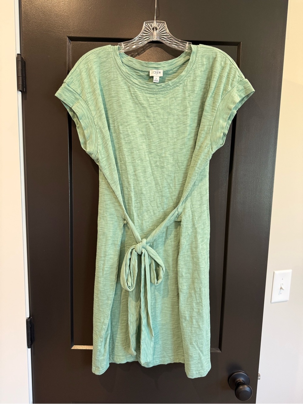 J Crew Factory Knit Tie Waist Dress. Size Large. Color Frosty Mineral